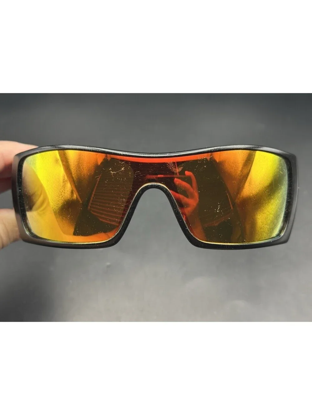 Oakley Batwolf Polished Black Gold History Text W/ Fire Iridium (Icons included)